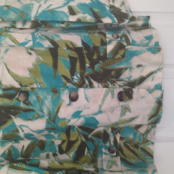 R.Q.T. Floral Button-Up, Linen Blend, 3/4 Sleeves Blazer/Jacket PXL - Picture 3 of 12